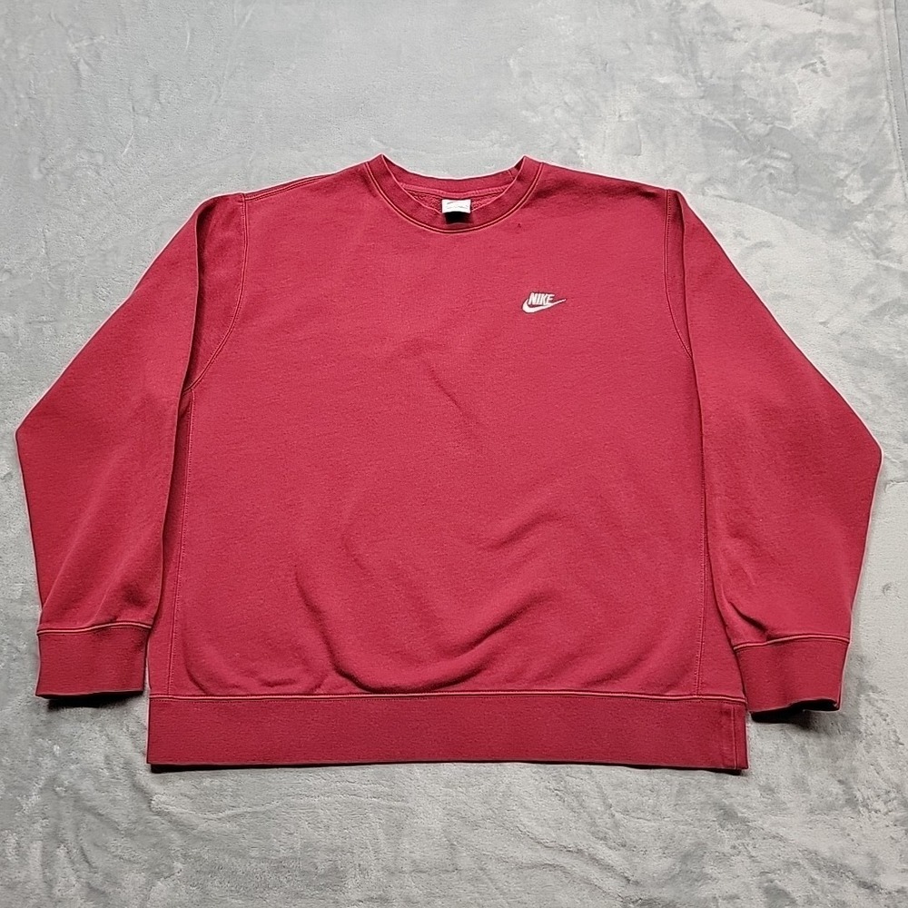 Nike Sweatshirt Mens XL Red Pullover Crewneck Embroidered Swoosh Sportswear